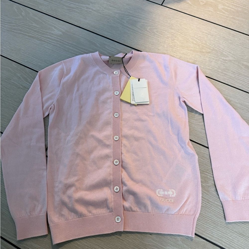 Brand new Gucci kids size 10 Light Pink Knit Cardigan will fit adults xs